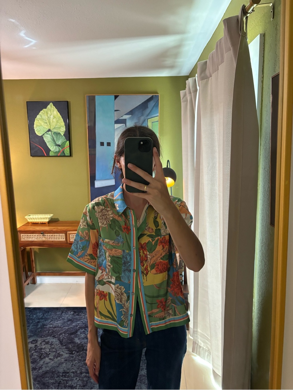 Current Air Multicolor Botanical Short-Sleeve Button-Down Shirt